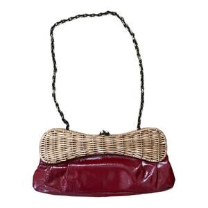 Savoy Red Wicker Small Handbag Purse Shoulder Strap Clutch